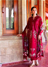 Crimson Bloom By Saira Shakira Embroidered Lawn 3 Piece Unstitched Suit CSS25BUL D-2A HANGING GARDENS